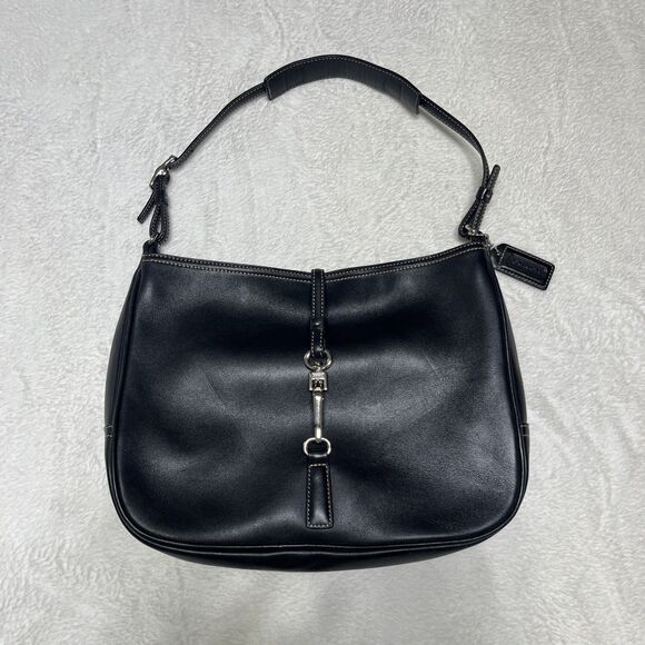 VINTAGE COACH HAMILTON HOBO CLIP 7751 SHOULDER BAG HANDBAG PURSE LEATHER BLACK - Picture 2 of 14